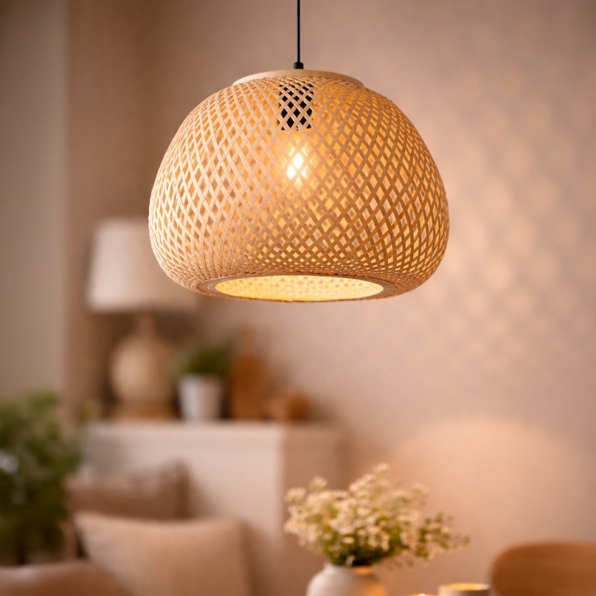 Pendel på ledning PETRA 1xE27/15W/230V bambus