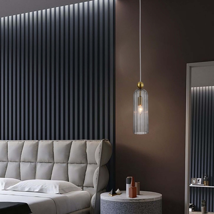 Pendel på ledning PIEGA 1xE14/40W/230V i messing/røget sort