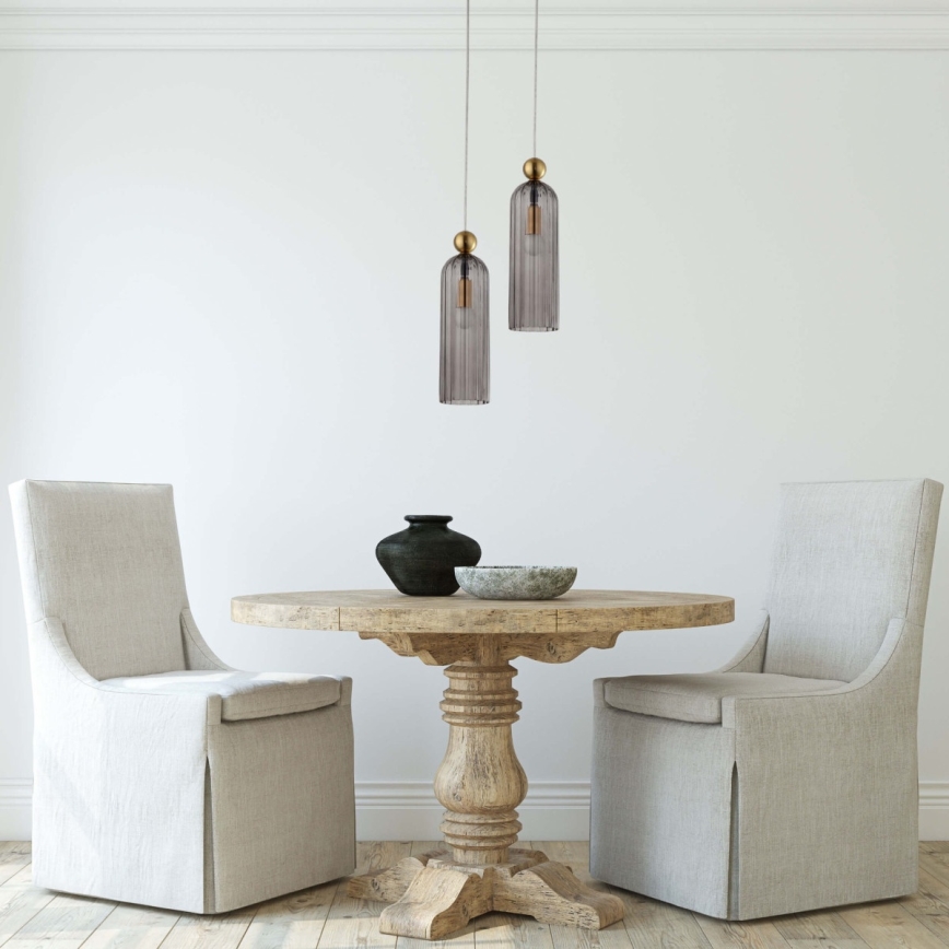 Pendel på ledning PIEGA 1xE14/40W/230V i messing/røget sort