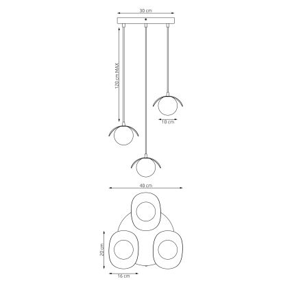 Pendel på ledning RITUAL 3xG9/8W/230V sort