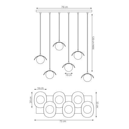 Pendel på ledning RITUAL 6xG9/8W/230V hvid