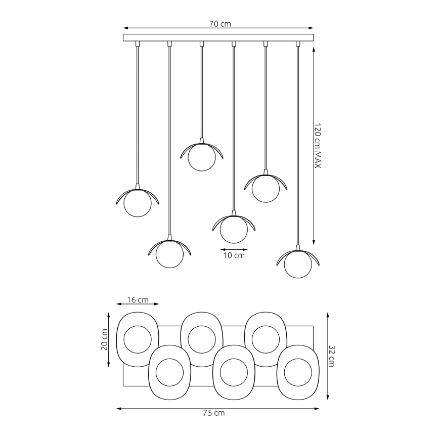 Pendel på ledning RITUAL 6xG9/8W/230V hvid