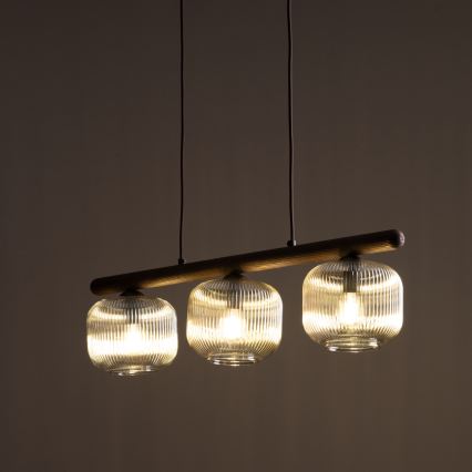 Pendel på ledning SALVIA 3xE14/10W/230V brun/røgbrun