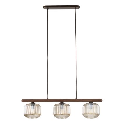 Pendel på ledning SALVIA 3xE14/10W/230V brun/røgbrun