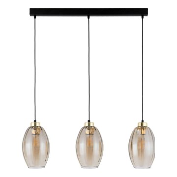 Pendel på ledning SEBO 3xE27/15W/230V sort/røgfarvet beige