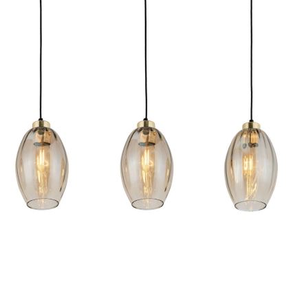 Pendel på ledning SEBO 3xE27/15W/230V sort/røgfarvet beige