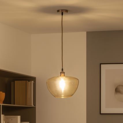 Pendel på ledning SEVENTIES E27/60W/230V røgfarvet/brun