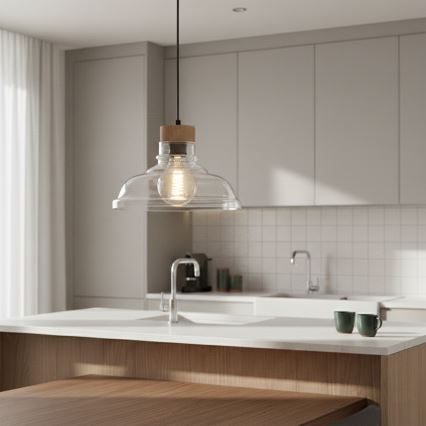 Pendel på ledning SINGLE 1xE27/60W/230V Ø 28 cm eg