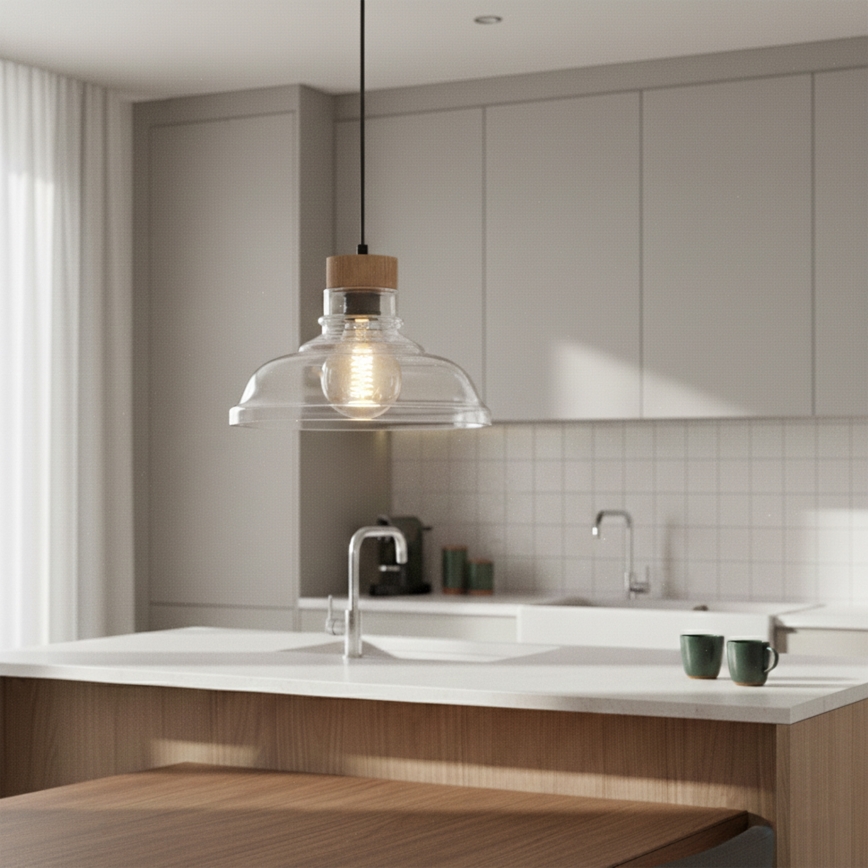 Pendel på ledning SINGLE 1xE27/60W/230V Ø 28 cm eg