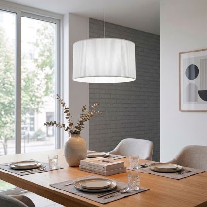 Pendel på ledning SIRJA PLISADO 1xE27/15W/230V Ø 35 cm hvid