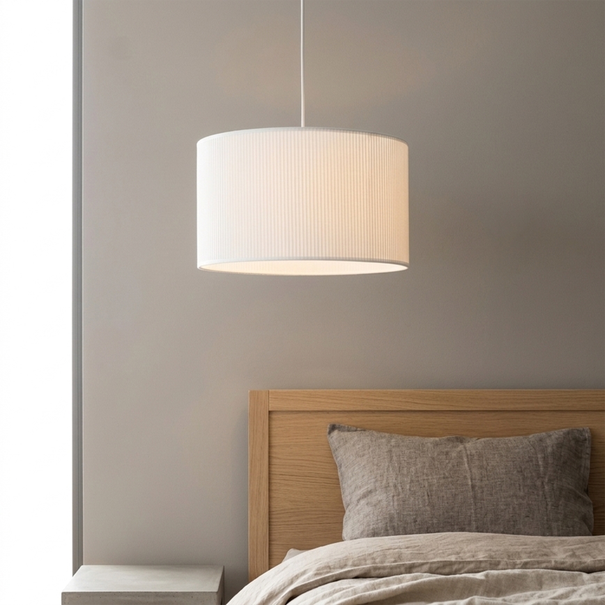 Pendel på ledning SIRJA PLISADO 1xE27/15W/230V Ø 35 cm hvid