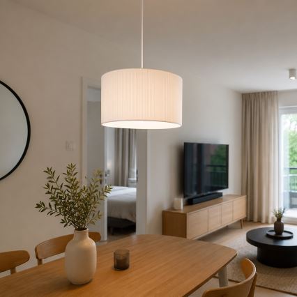 Pendel på ledning SIRJA PLISADO 1xE27/15W/230V Ø 35 cm hvid