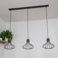 Pendel på ledning SOLANO 3xE27/15W/230V sort/poleret krom