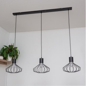 Pendel på ledning SOLANO 3xE27/15W/230V sort/poleret krom