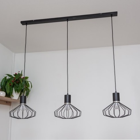 Pendel på ledning SOLANO 3xE27/15W/230V sort/poleret krom
