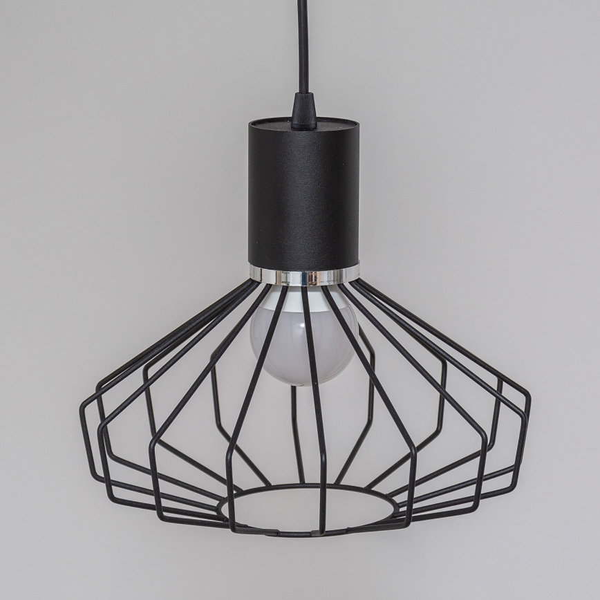 Pendel på ledning SOLANO 3xE27/15W/230V sort/poleret krom