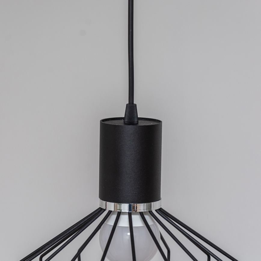 Pendel på ledning SOLANO 3xE27/15W/230V sort/poleret krom