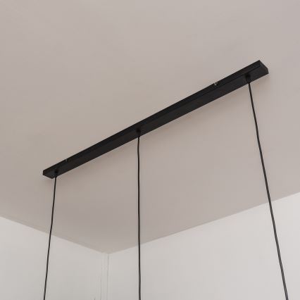 Pendel på ledning SOLANO 3xE27/15W/230V sort/poleret krom