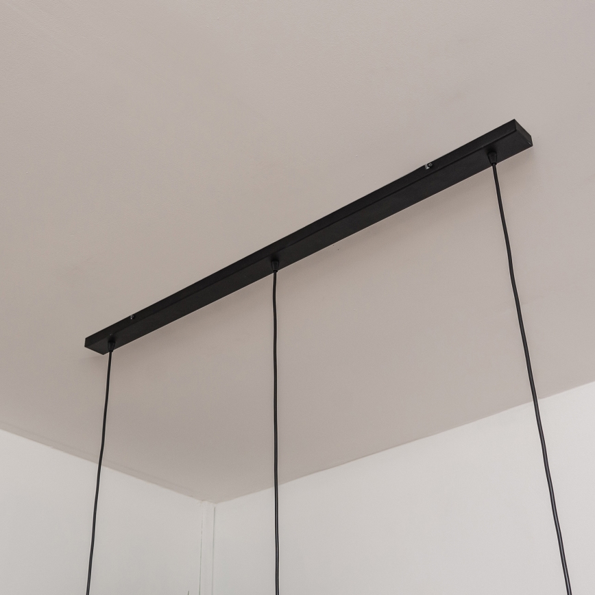 Pendel på ledning SOLANO 3xE27/15W/230V sort/poleret krom