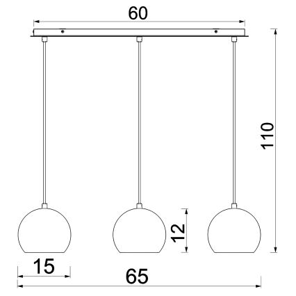 Pendel på ledning SOOL 3xE27/15W/230V hvid