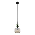 Pendel på ledning SOPHIA 1xE14/10W/230V sort/grøn/røget beige