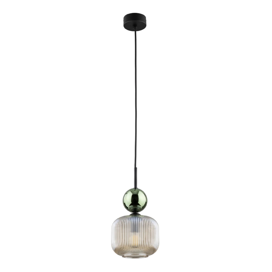 Pendel på ledning SOPHIA 1xE14/10W/230V sort/grøn/røget beige