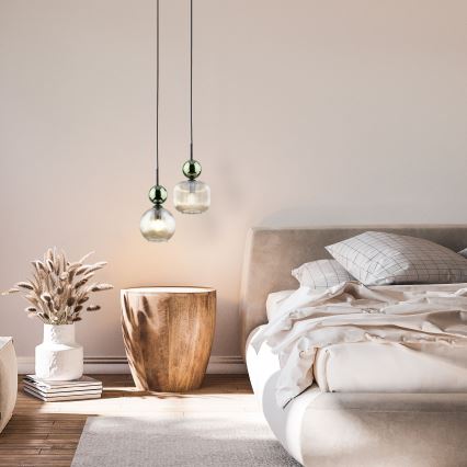 Pendel på ledning SOPHIA 1xE14/10W/230V sort/grøn/røget beige
