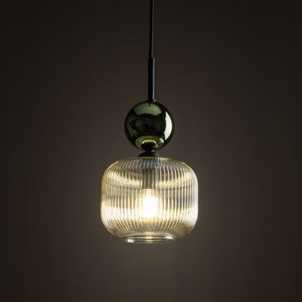 Pendel på ledning SOPHIA 1xE14/10W/230V sort/grøn/røget beige