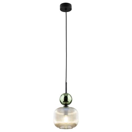 Pendel på ledning SOPHIA 1xE14/10W/230V sort/grøn/røget beige