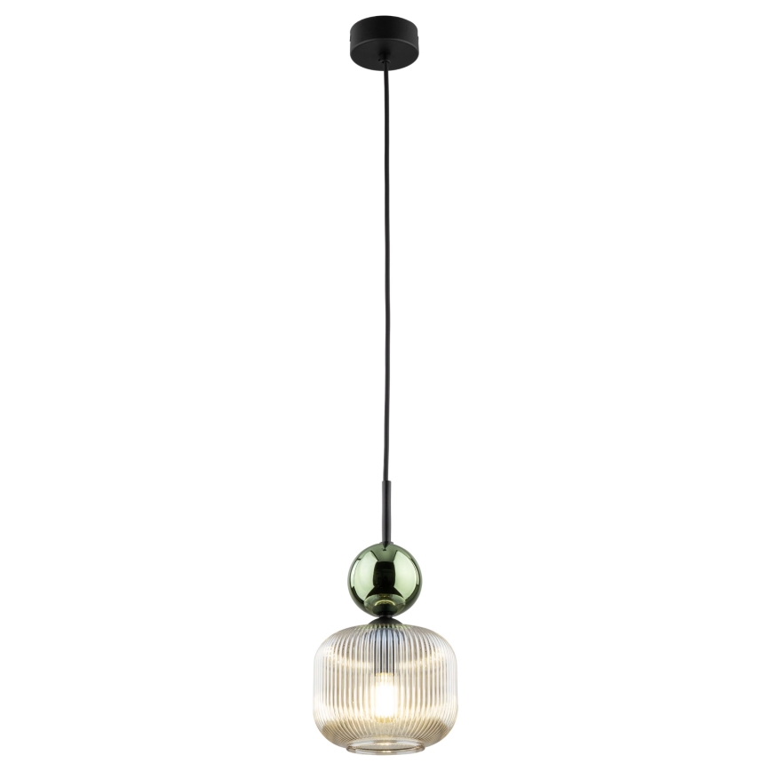 Pendel på ledning SOPHIA 1xE14/10W/230V sort/grøn/røget beige