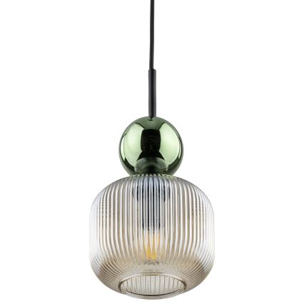 Pendel på ledning SOPHIA 1xE14/10W/230V sort/grøn/røget beige