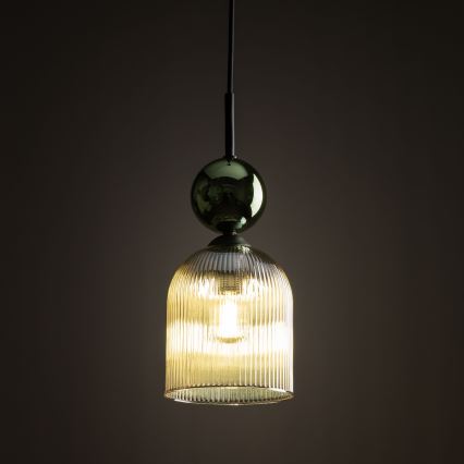 Pendel på ledning SOPHIA 1xE14/10W/230V sort/grøn/røget beige