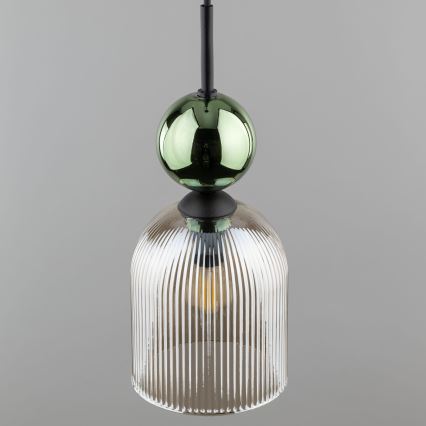Pendel på ledning SOPHIA 1xE14/10W/230V sort/grøn/røget beige