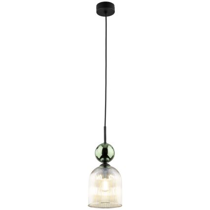 Pendel på ledning SOPHIA 1xE14/10W/230V sort/grøn/røget beige