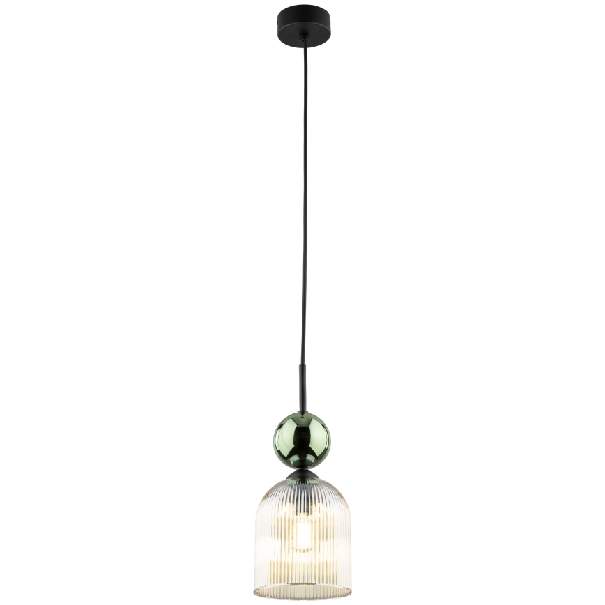 Pendel på ledning SOPHIA 1xE14/10W/230V sort/grøn/røget beige