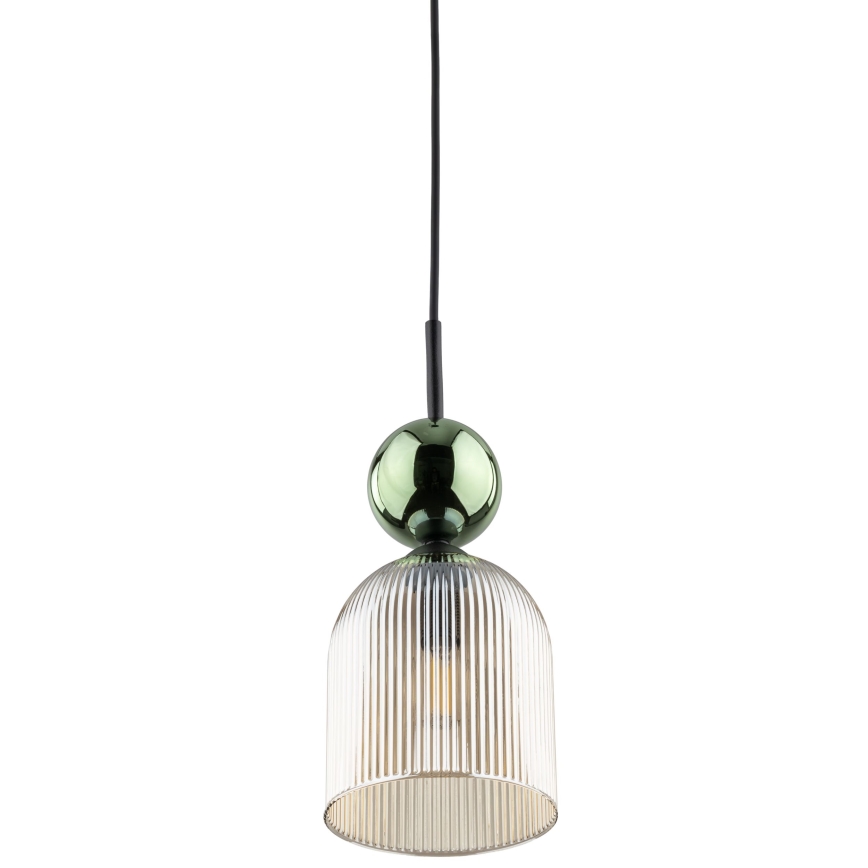 Pendel på ledning SOPHIA 1xE14/10W/230V sort/grøn/røget beige