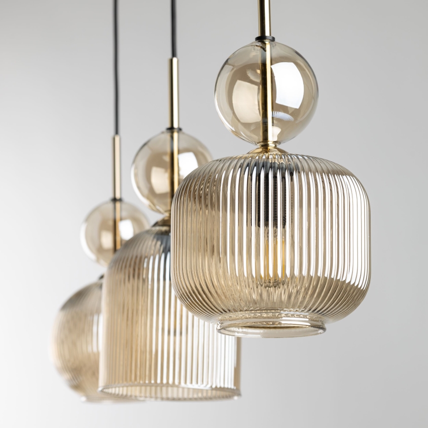 Pendel på ledning SOPHIA 3xE14/10W/230V sort/røgfarvet beige