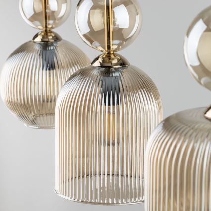 Pendel på ledning SOPHIA 3xE14/10W/230V sort/røgfarvet beige