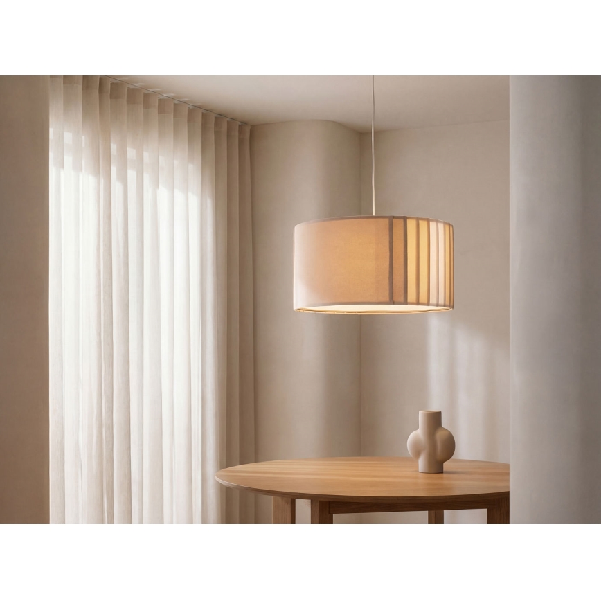 Pendel på ledning STRIPES 1xE27/60W/230V Ø 60 cm beige