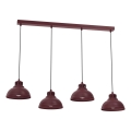 Pendel på ledning SVEN 4xE27/15W/230V bordeaux