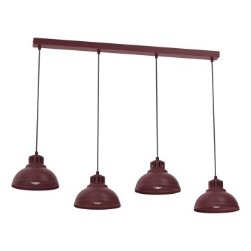 Pendel på ledning SVEN 4xE27/15W/230V bordeaux