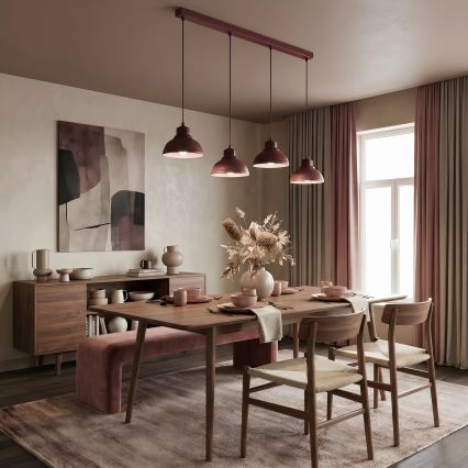 Pendel på ledning SVEN 4xE27/15W/230V bordeaux