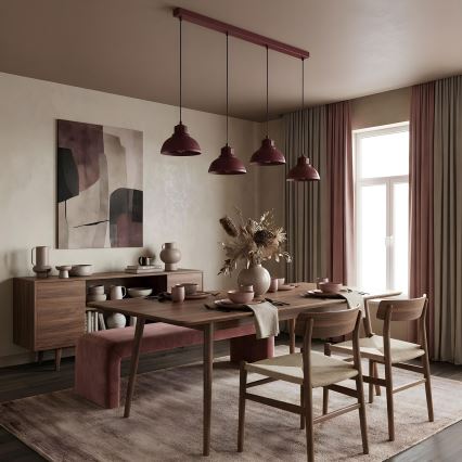 Pendel på ledning SVEN 4xE27/15W/230V bordeaux