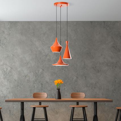 Pendel på ledning TOM 3xE27/40W/230V orange