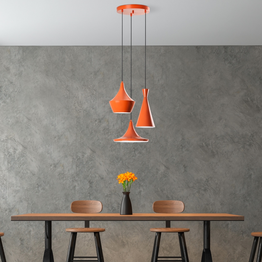 Pendel på ledning TOM 3xE27/40W/230V orange