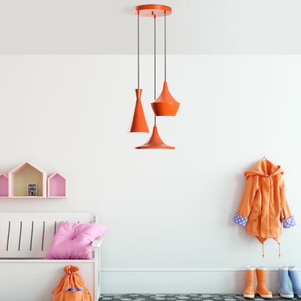Pendel på ledning TOM 3xE27/40W/230V orange