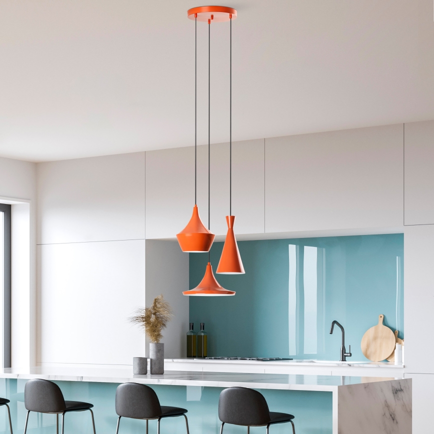 Pendel på ledning TOM 3xE27/40W/230V orange