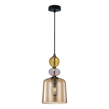Pendel på ledning TROPEA 1xE27/15W/230V sort/røget beige/rosa