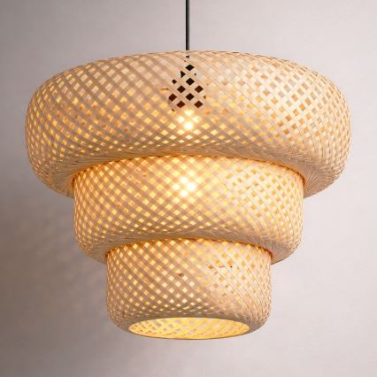 Pendel på ledning TULUM 1xE27/15W/230V Ø 35 cm bambus