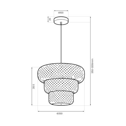 Pendel på ledning TULUM 1xE27/15W/230V Ø 35 cm bambus